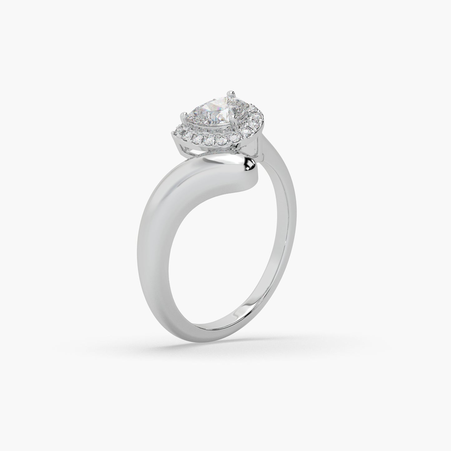 Guru Jewel's Fascinating Fancy Pear And Round Diamond Studded Silver Ring For Her