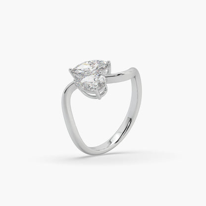 Guru Jewel's Fancy Marquise And Pear Shaped Diamond Studded Silver Ring For Her