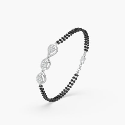 Guru Jewel's Diamond Studded Alluring Silver Mangalsutra Bracelet For Her