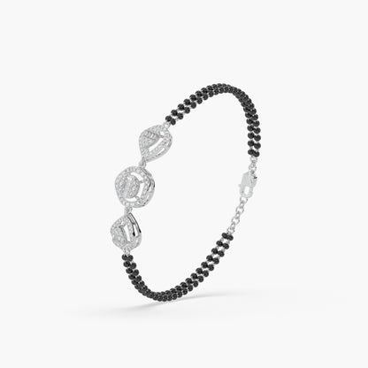 Guru Jewel's Beauteous Diamond Studded Silver Mangalsutra Bracelet For Her