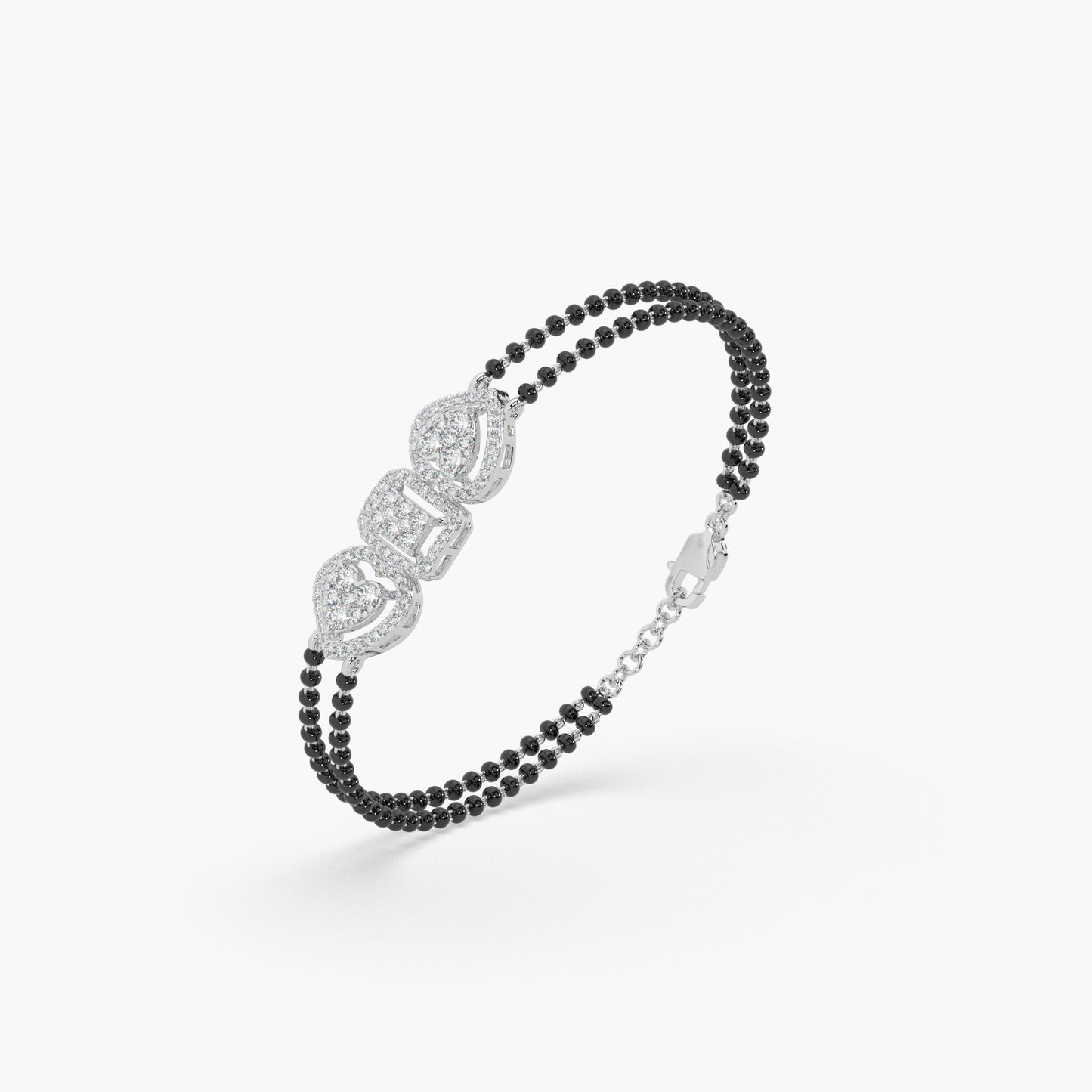 Guru Jewel's Fabulous Round Diamond Studded Silver Mangalsutra Bracelet For Her