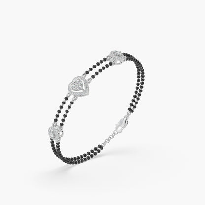 Guru jewel's Stunning Diamond Studded Silver Mangalsutra Bracelet For Her