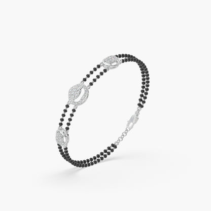 Guru Jewel's Diamond Studded Exclusive Silver Mangalsutra Bracelet For Her