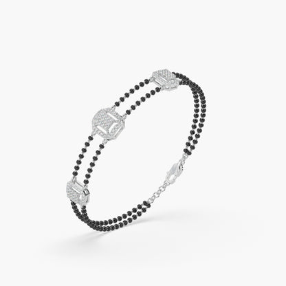 Guru Jewel's Diamond Studded Astonishing Silver Mangalsutra Bracelet For Her