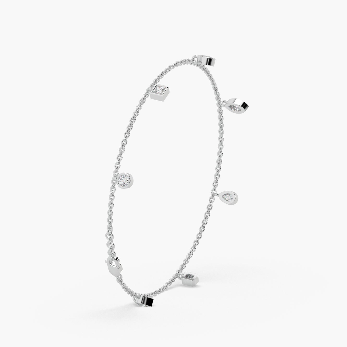 Guru Jewel's Fancy Diamond Studded Exclusive Silver Loose Bracelet For Her