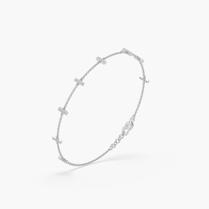 Guru Jewel's Round Diamond Studded Alluring Silver Loose Bracelet For Her