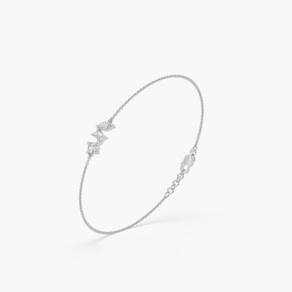 Guru jewel's Fancy Shaped Solitaire Diamond Studded Silver Loose Bracelet For Her