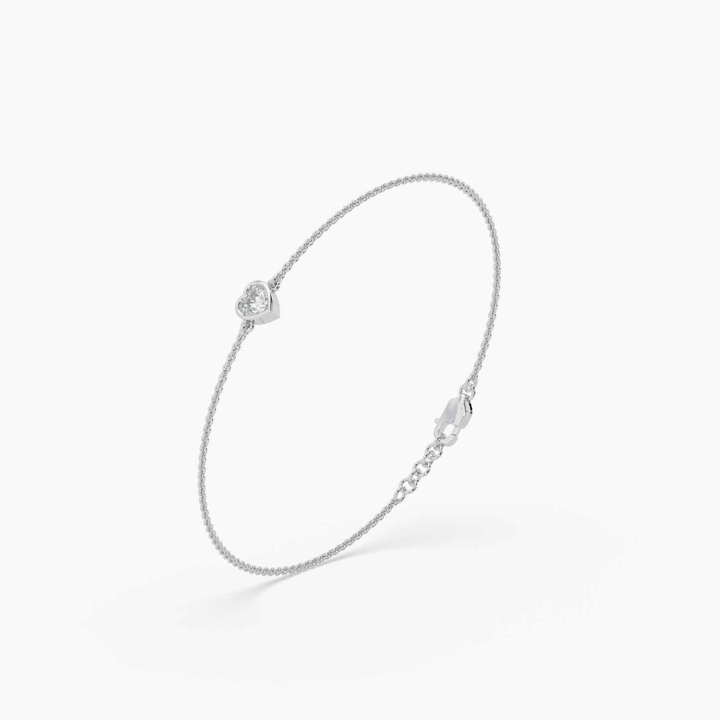 Guru Jewel's Heart Shaped Diamond Studded Loose Silver Bracelet For Her