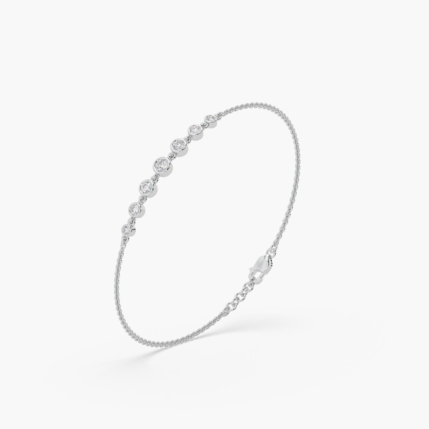 Guru Jewel's Round Diamond Studded Exclusive Silver Bracelet For Her