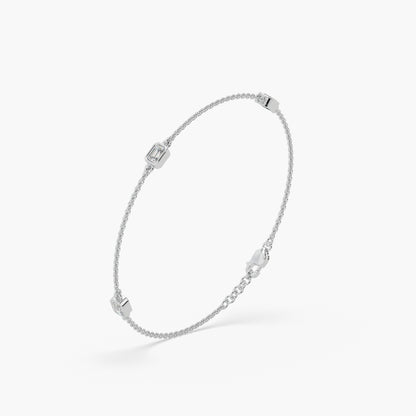 Guru Jewel's Fascinating Fancy Shaped Diamond Studded Silver Bracelet For Her
