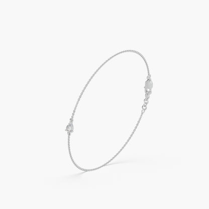 Guru Jewel's Fancy Pear Shaped Diamond Studded Silver Loose Bracelet For Her