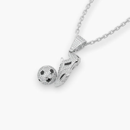 Guru Jewel's Football Special Diamond Studded Silver Only Pendant