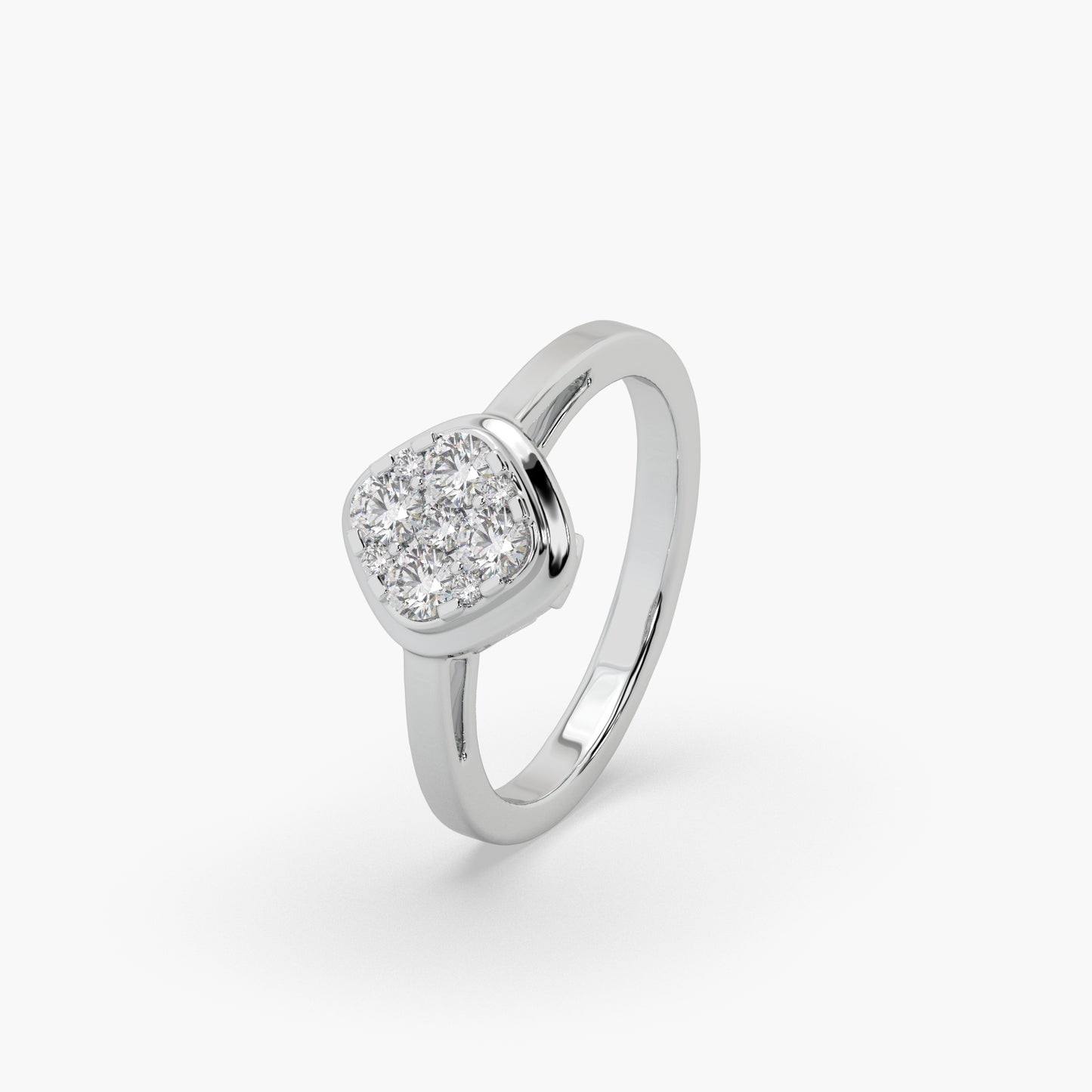 Guru Jewel's Round Diamond Studded Alluring Silver Ring For Her