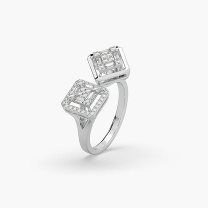 Guru Jewel's Round And Bugget Diamond Studded Silver Ring For Her