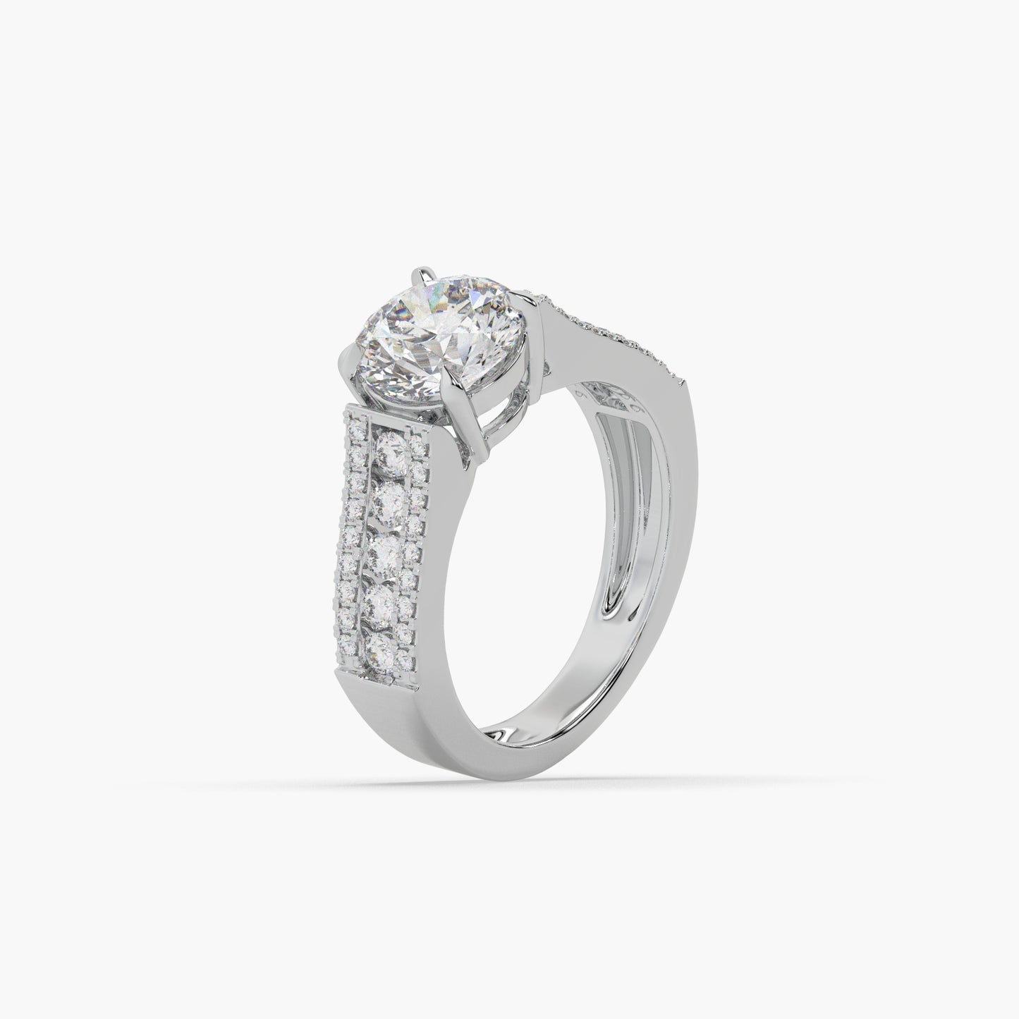 Guru Jewel's Round Solitaire Diamond Studded Silver Ring For Her