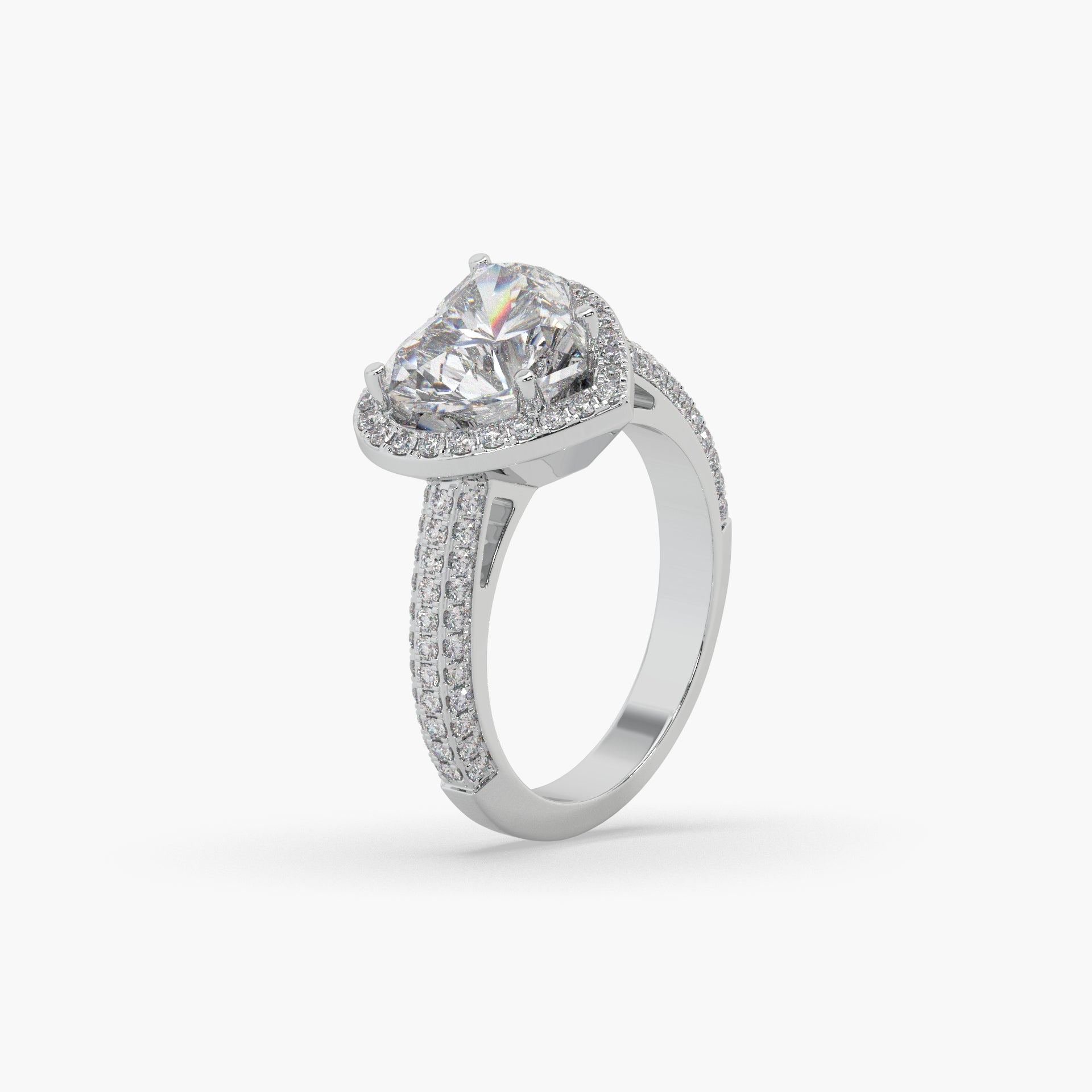 Guru Jewel's Fancy Heart And Round Diamond Studded Heart Shaped Fabulous Ring For Her
