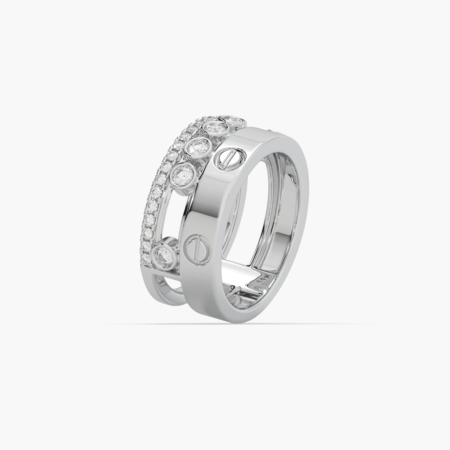 Guru Jewel's Round Diamond Studded Fashion Silver Ring For Her