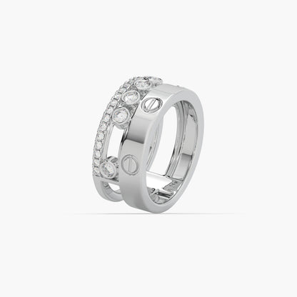 Guru Jewel's Round Diamond Studded Fashion Silver Ring For Her
