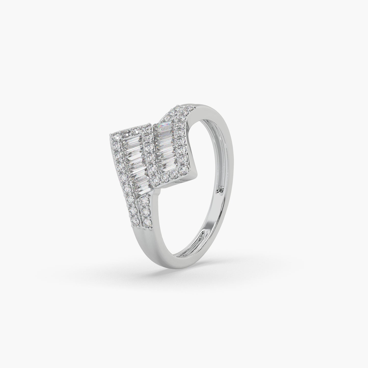 Guru Jewel's Round And Bugget Diamond Studded Devastating Silver Ring For Her