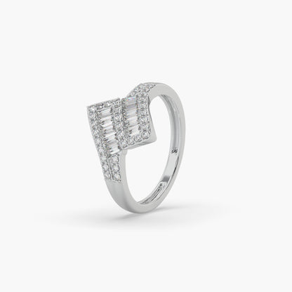 Guru Jewel's Round And Bugget Diamond Studded Devastating Silver Ring For Her