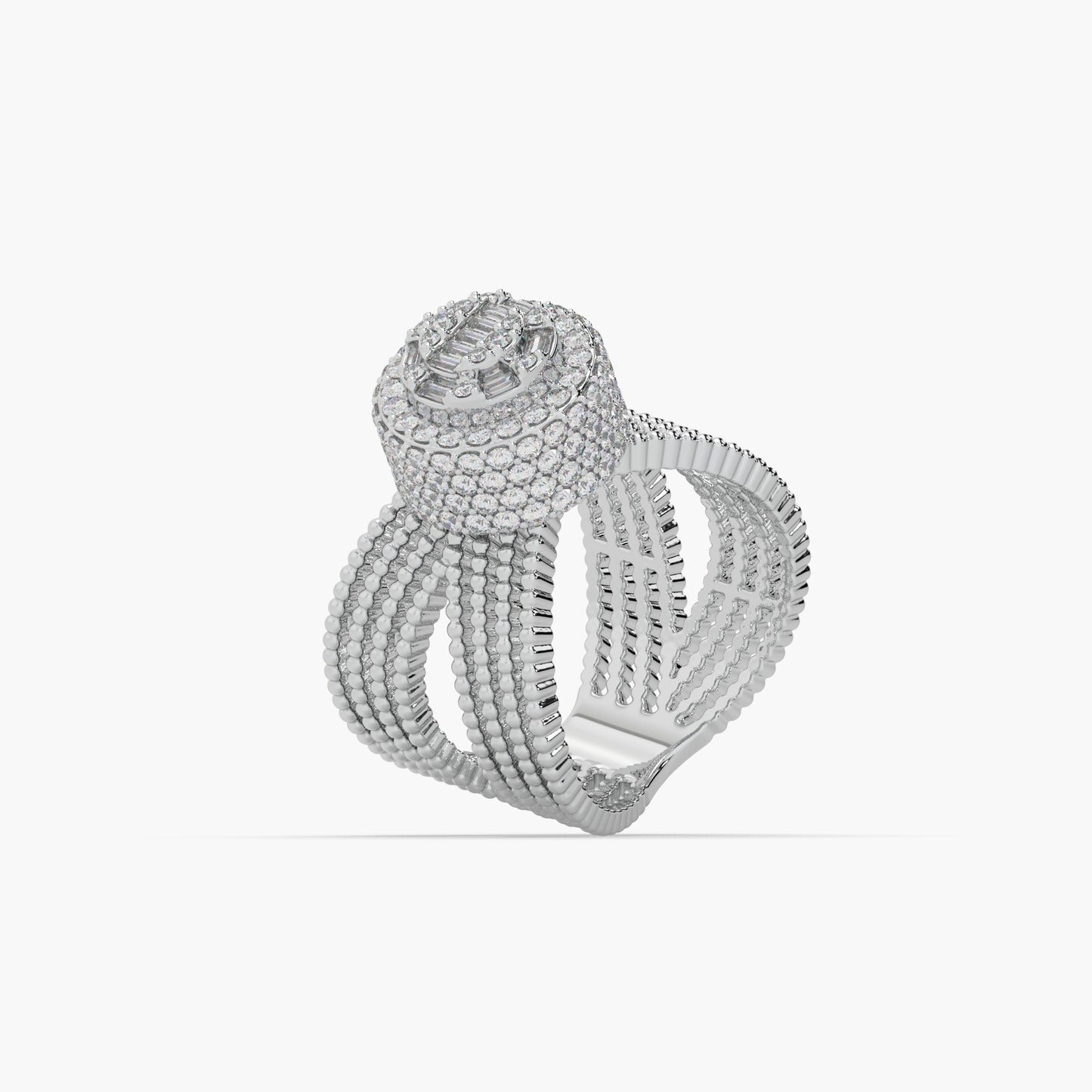 Guru Jewel's Round Diamond Studded Devastating Silver Ring For Her