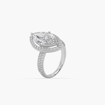Guru Jewel's Fancy Marquise And Round Diamond Studded Captivating Silver Ring For Her
