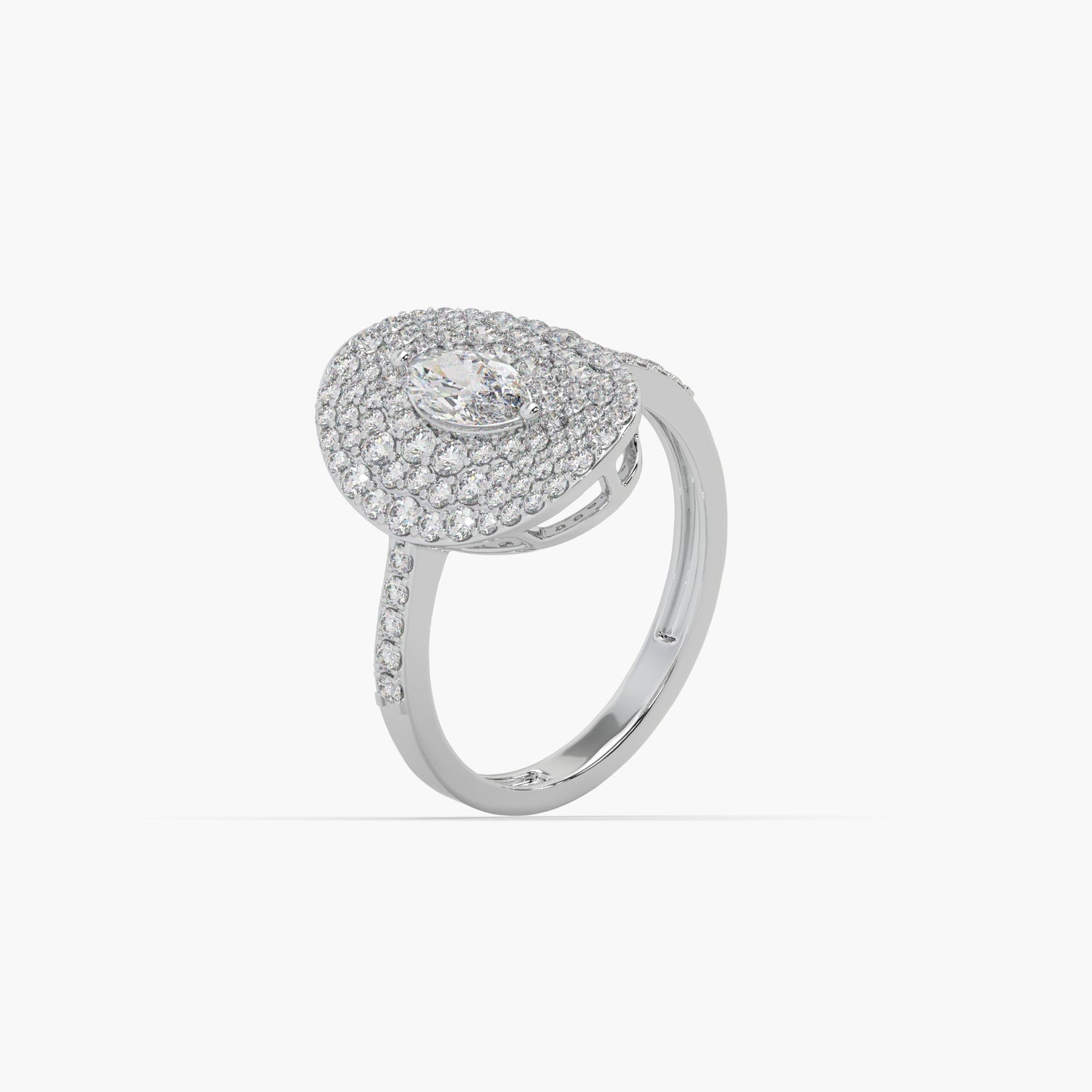 Guru Jewel's Round And Fancy Marquise Diamond Studded Silver Ring For Her