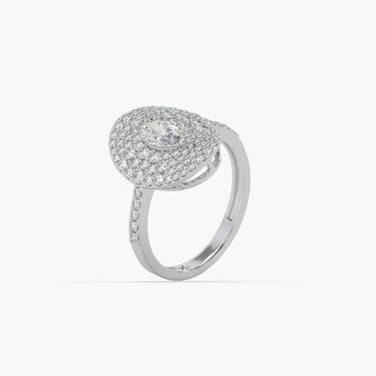 Guru Jewel's Round And Fancy Marquise Diamond Studded Silver Ring For Her