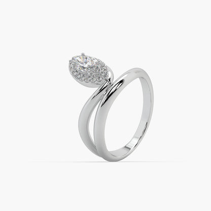 Guru Jewel's Exclusive Fancy Marquise And Round Diamond Studded Silver Ring For Her