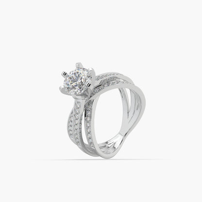 Guru Jewel's Round Solitaire Studded Impressive Silver Ring For Her