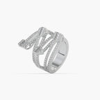 Guru Jewel's Round And Bugget Diamond Studded Attractive Silver Ring For her