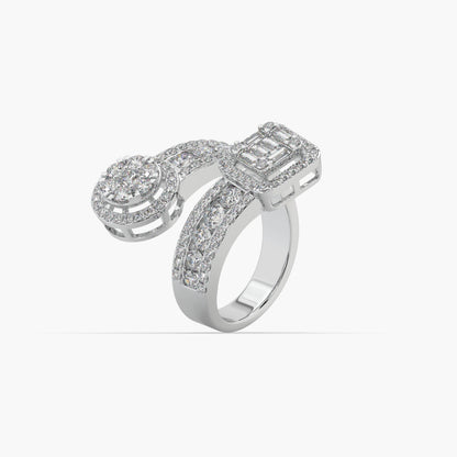 Guru Jewel's Round And Bugget Studded Fascinating Silver Ring For Her