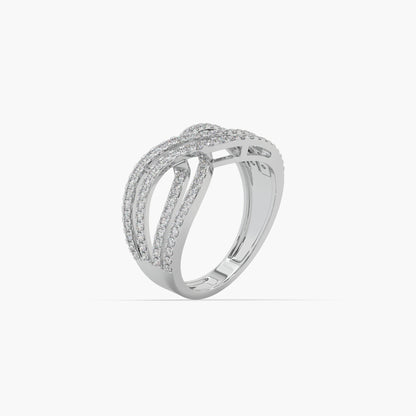 Guru Jewel's Round Diamond Studded Alluring Silver Ring For Her