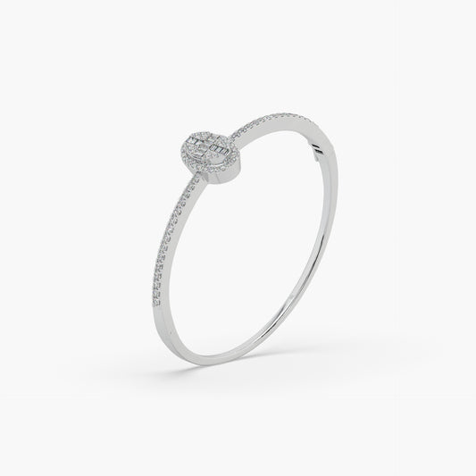 Guru Jewel's Round And Baguette Moissanite Studded Exclusive Silver Bracelet For Her