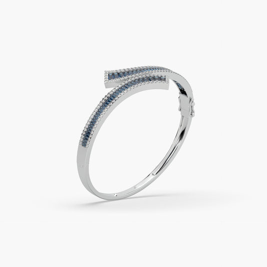 Guru Jewel's Beautiful Round And Baguette Studded Fabulous Silver Bracelet For Her