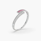 Guru Jewel's Round And Baguette Diamond Studded Fascinating Silver Bracelet For Her
