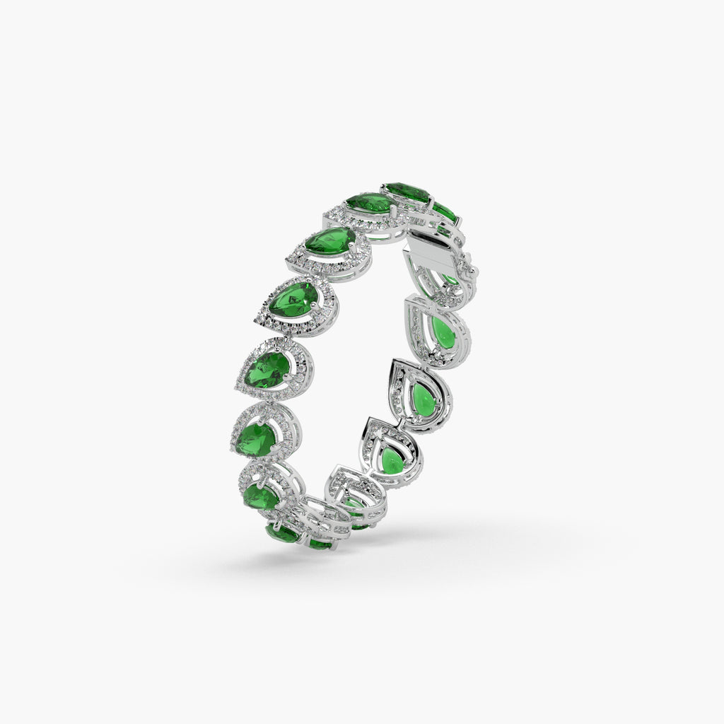 Guru Jewel's Round And Fancy Pear Diamond Studded Fascinating Silver Bracelet For Her