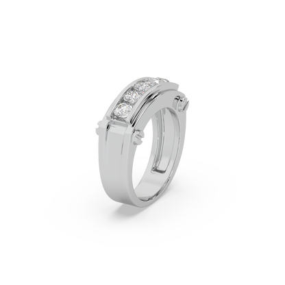 Attractive 925 Silver Stunning Diamond 1.20 Ct Studded Gents Ring For Him