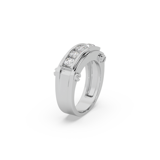 Attractive 925 Silver Stunning Moissanite 1.20 Ct Studded Gents Ring For Him