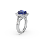 Woman's 925 Silver And Diamond And Blue Stone Studded Ladies Ring For Her