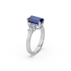 Devastating 925 Silver And Diamond And Blue Sapphire Studded Ladies Ring For Her