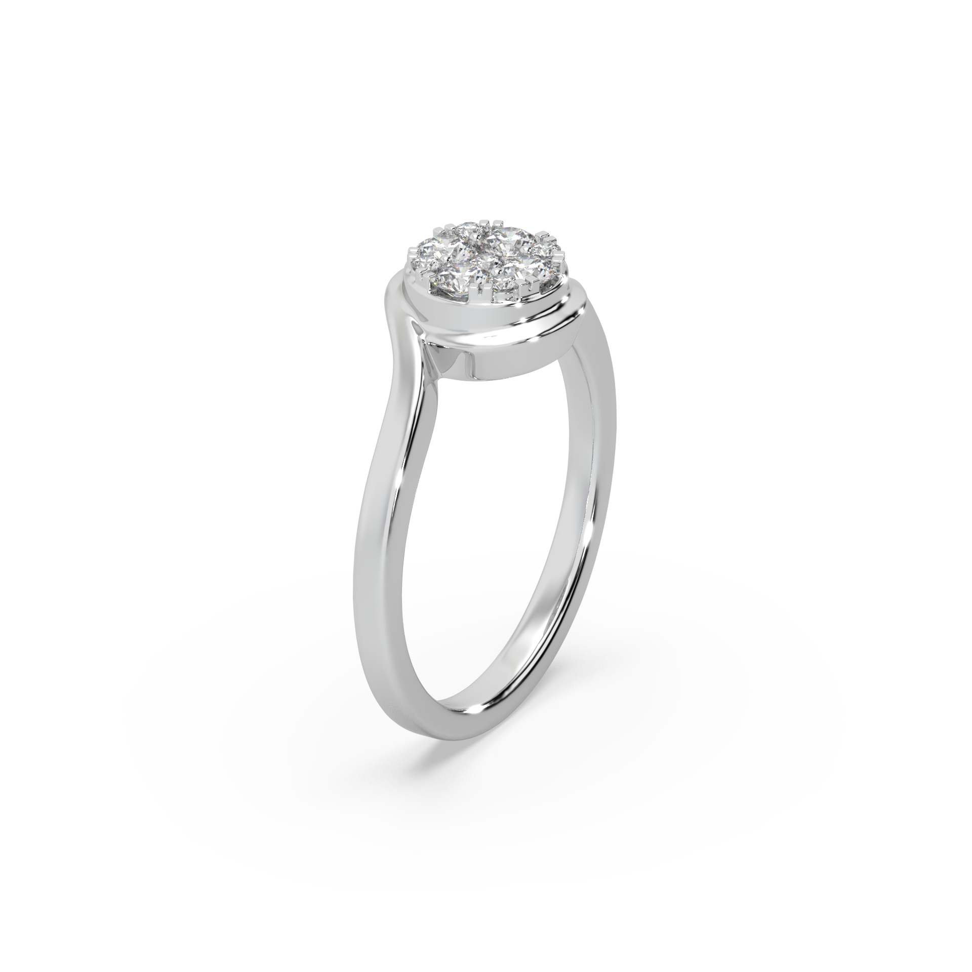 Captivating 925 Silver And Round Diamond Studded Ladies Ring For Her
