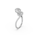 Exclusive Twin Piece 925 Silver And Round Diamond Studded Ladies Ring For Her
