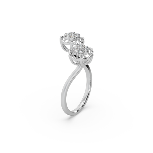 Exclusive Twin Piece 925 Silver Moissanite Studded Ladies Ring For Her