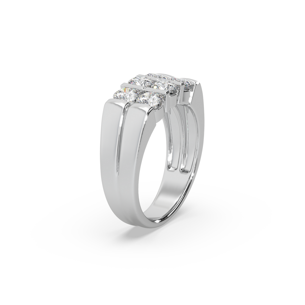 Astonishing Silver 925 Round Diamond Studded Gents Ring For Him