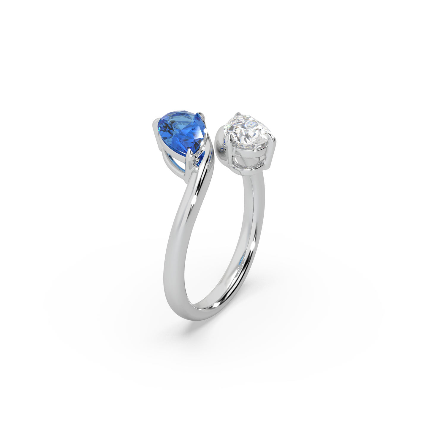 Attractive 925 Silver And Pears Shape Fancy Diamond Ladies Ring For Her