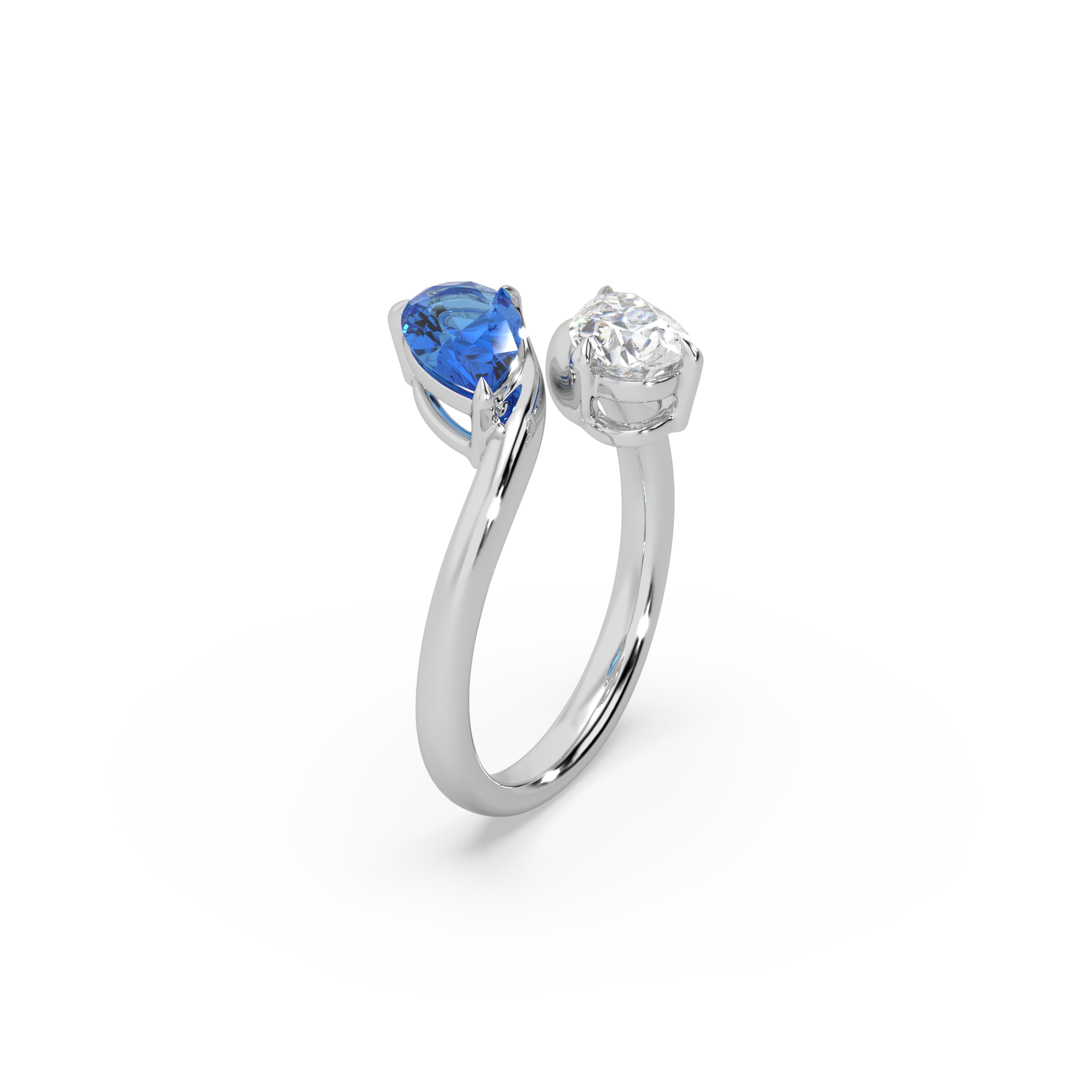 Attractive 925 Silver And Pears Shape Fancy Diamond Ladies Ring For Her