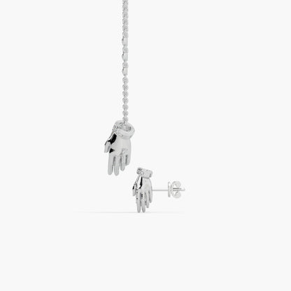 Guru Jewel's Fancy Shaped Diamond Studded Silver Pendant Set For Her