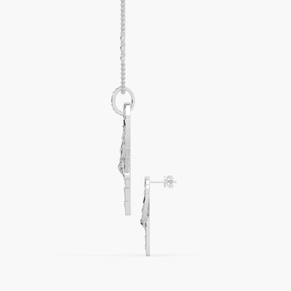 Guru Jewel's Alluring Diamond Studded Silver Pendant Set For Her