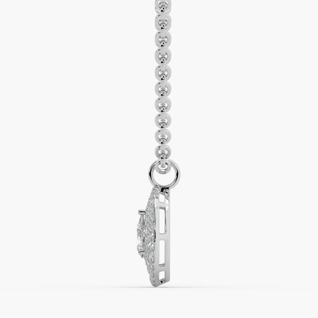 Guru jewel's Round Diamond Studded In Silver Only Pendent For Her